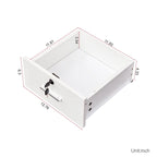 Meuble de rangement verrouillable avec 2 tiroirs, 1 placard et support pour sèche-cheveux – Blanc, Panneau de particules de mélamine