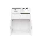 Meuble de rangement verrouillable avec 2 tiroirs, 1 placard et support pour sèche-cheveux – Blanc, Panneau de particules de mélamine