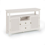 Buffet en rotin avec 2 tiroirs et étagères réglables – Blanc, style bohème chic