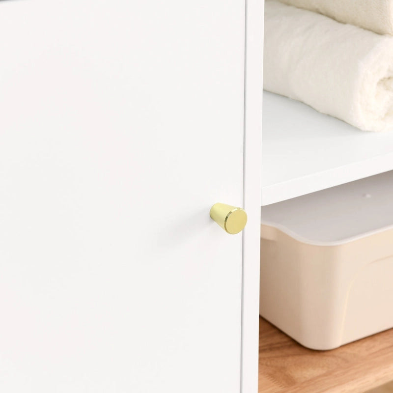 Meuble de rangement Color-Block avec pieds en bois massif et étagères ouvertes – Naturel, MDF, 5 compartiments ouverts + 1 compartiment caché