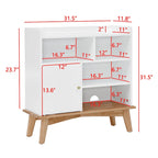 Meuble de rangement Color-Block avec pieds en bois massif et étagères ouvertes – Naturel, MDF, 5 compartiments ouverts + 1 compartiment caché