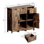Meuble de rangement 3 tiroirs 2 portes – Vintage / Gris, MDF, Étagères réglables