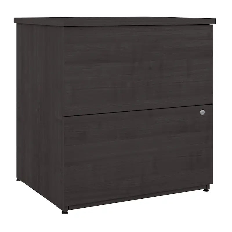 Classeur latéral à 2 tiroirs avec serrure – Érable charbon / Gris moyen / Érable argenté / Blanc pur, 28" L