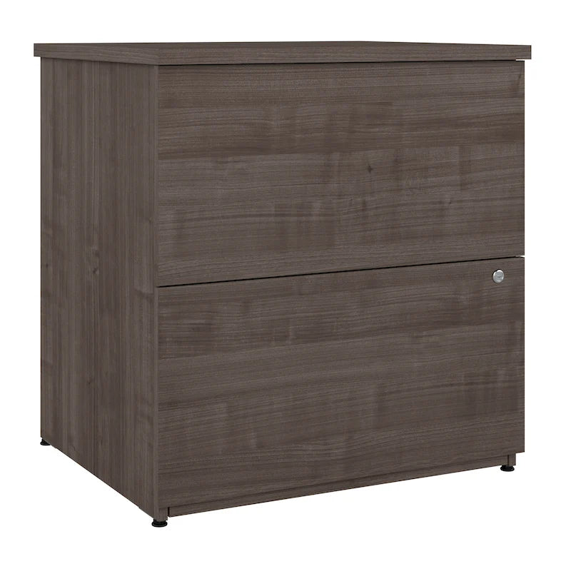 Classeur latéral à 2 tiroirs avec serrure – Érable charbon / Gris moyen / Érable argenté / Blanc pur, 28" L