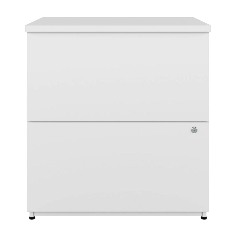 Classeur latéral à 2 tiroirs avec serrure – Érable charbon / Gris moyen / Érable argenté / Blanc pur, 28" L