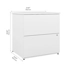 Classeur latéral à 2 tiroirs avec serrure – Érable charbon / Gris moyen / Érable argenté / Blanc pur, 28" L