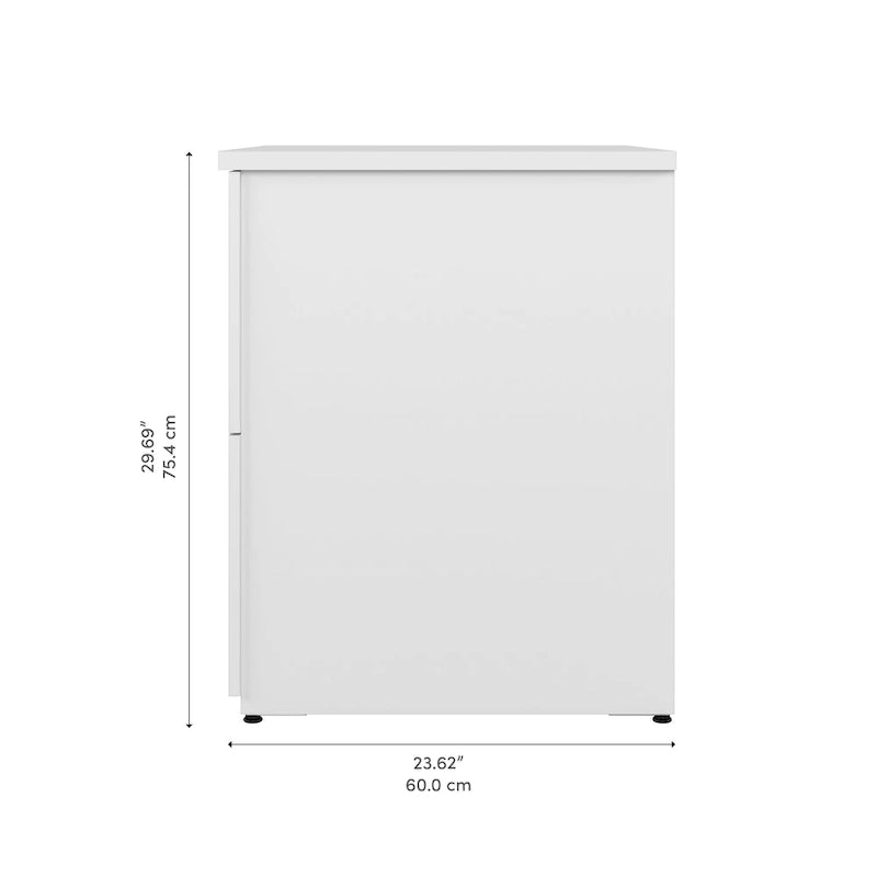 Classeur latéral à 2 tiroirs avec serrure – Érable charbon / Gris moyen / Érable argenté / Blanc pur, 28" L