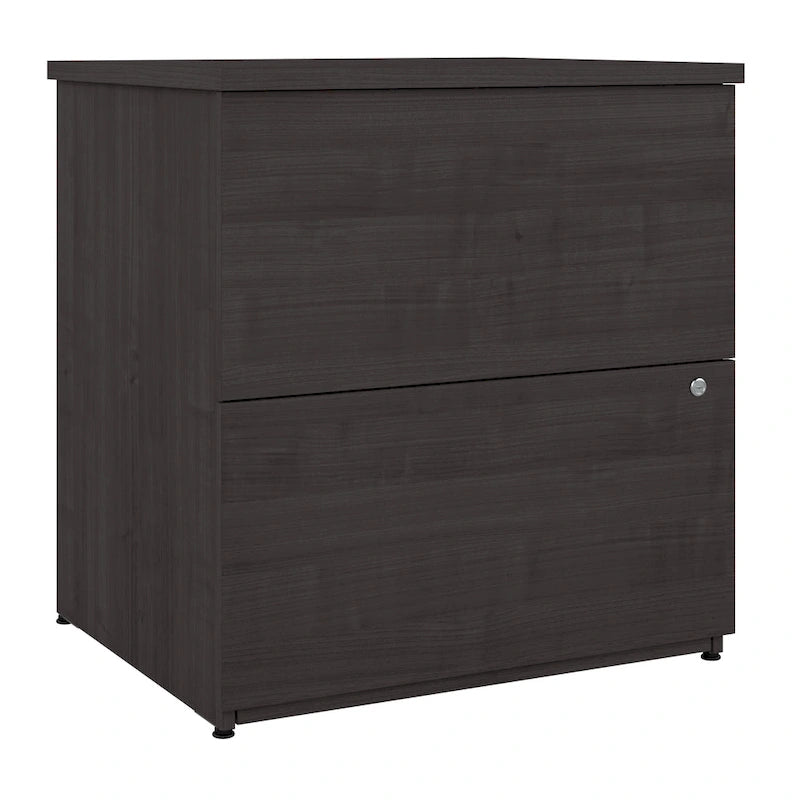 Classeur latéral à 2 tiroirs avec serrure – Érable charbon / Gris moyen / Érable argenté / Blanc pur, 28" L