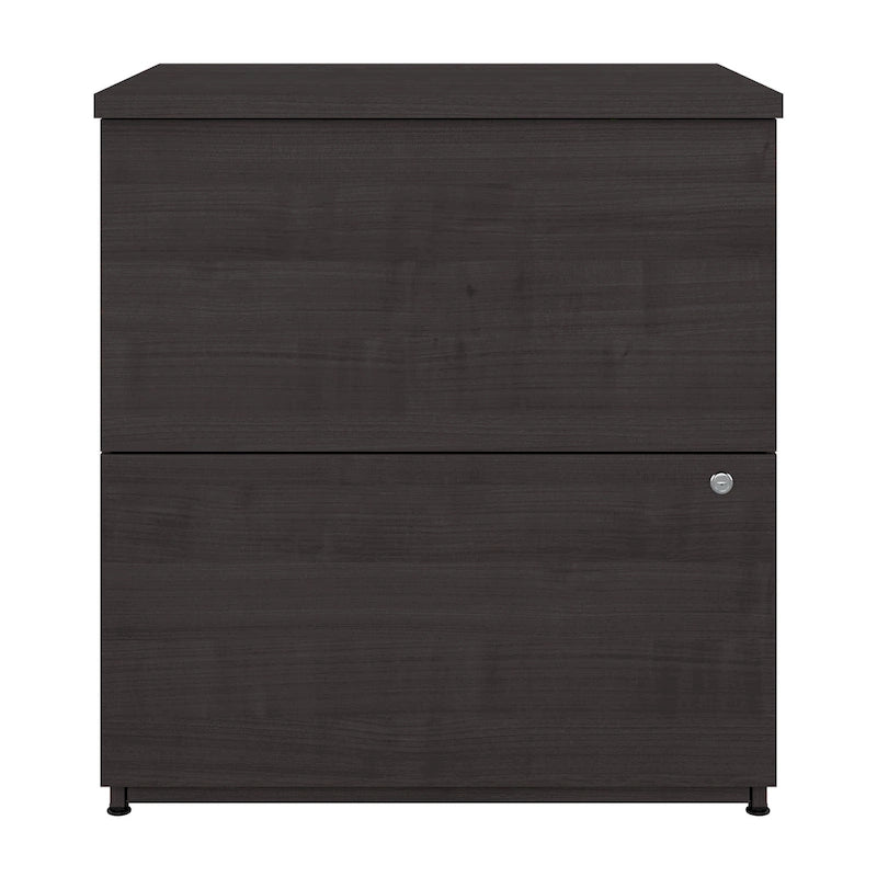 Classeur latéral à 2 tiroirs avec serrure – Érable charbon / Gris moyen / Érable argenté / Blanc pur, 28" L