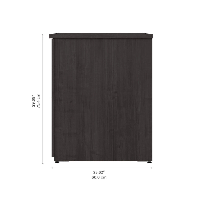 Classeur latéral à 2 tiroirs avec serrure – Érable charbon / Gris moyen / Érable argenté / Blanc pur, 28" L