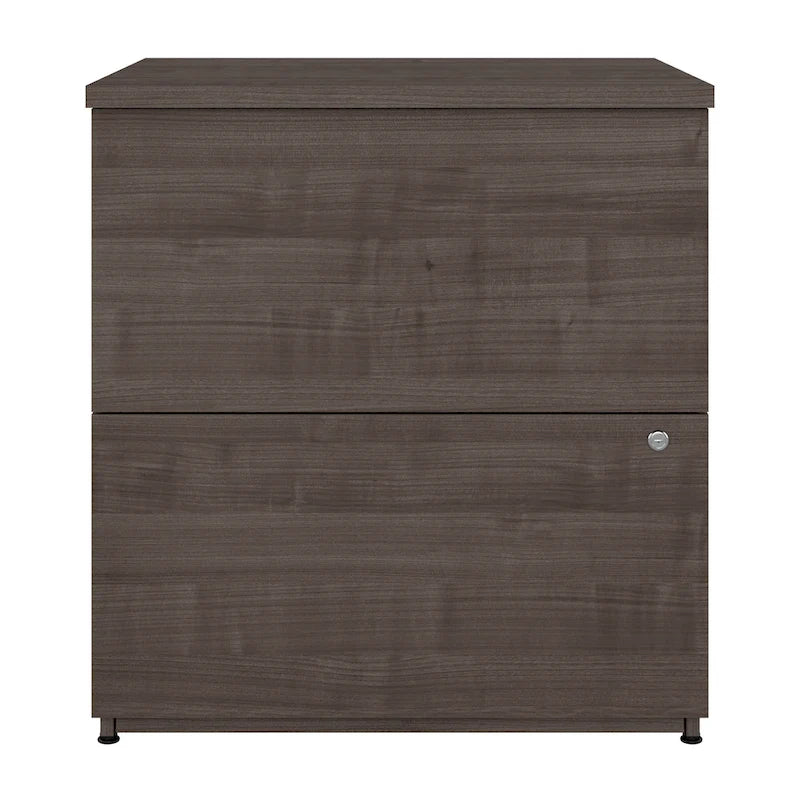 Classeur latéral à 2 tiroirs avec serrure – Érable charbon / Gris moyen / Érable argenté / Blanc pur, 28" L