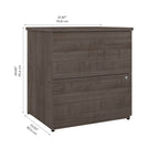 Classeur latéral à 2 tiroirs avec serrure – Érable charbon / Gris moyen / Érable argenté / Blanc pur, 28" L