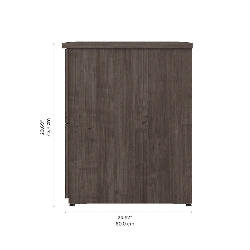 Classeur latéral à 2 tiroirs avec serrure – Érable charbon / Gris moyen / Érable argenté / Blanc pur, 28" L