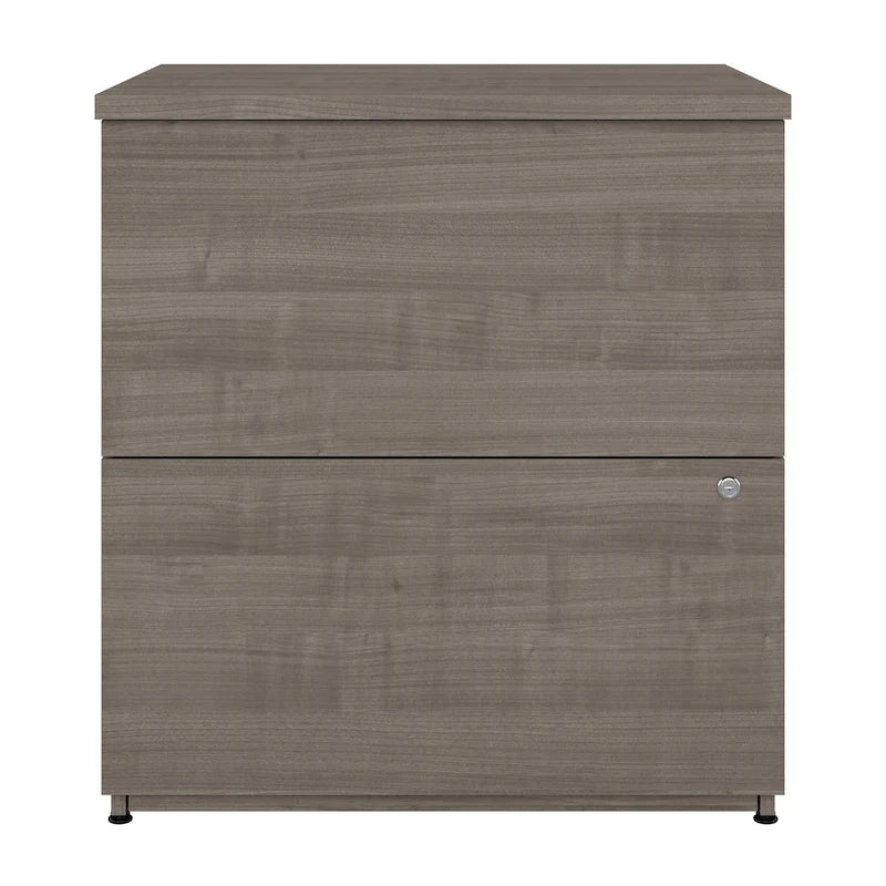 Classeur latéral à 2 tiroirs avec serrure – Érable charbon / Gris moyen / Érable argenté / Blanc pur, 28" L