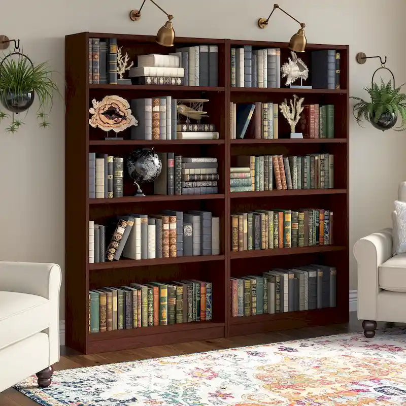 Bibliothèque haute à 5 étagères – Plusieurs finitions, hauteur de 183 cm, étagères réglables