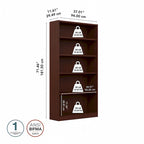 Bibliothèque haute à 5 étagères – Plusieurs finitions, hauteur de 183 cm, étagères réglables