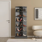 Meuble à chaussures rotatif à 360° – Gris, 6 niveaux, peut contenir 24 paires
