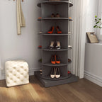 Meuble à chaussures rotatif à 360° – Gris, 6 niveaux, peut contenir 24 paires