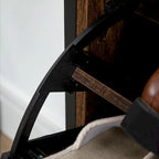 Meuble à chaussures étroit à portes basculantes – Marron rustique, style industriel, peut contenir 12 paires