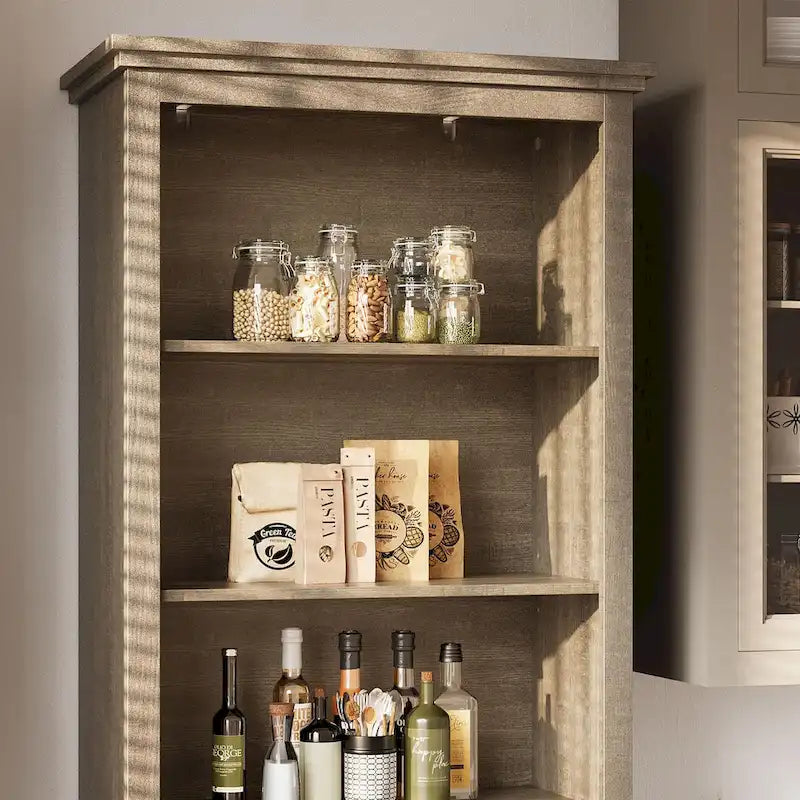 Meuble de Rangement Haut et Étroit avec 5 Étagères et Tiroir – Gris, MDF, Anti-Basculement, 169 cm de Hauteur