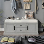 Banc de rangement pour entrée avec 2 tiroirs et 2 placards – Blanc / Marine / Expresso / Gris / Noir, coussin en velours