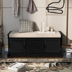 Banc de rangement pour entrée avec 2 tiroirs et 2 placards – Blanc / Marine / Expresso / Gris / Noir, coussin en velours