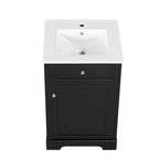 Meuble-lavabo autoportant de 20 po avec évier en céramique – Gris/Noir, MDF, 2 niveaux de rangement