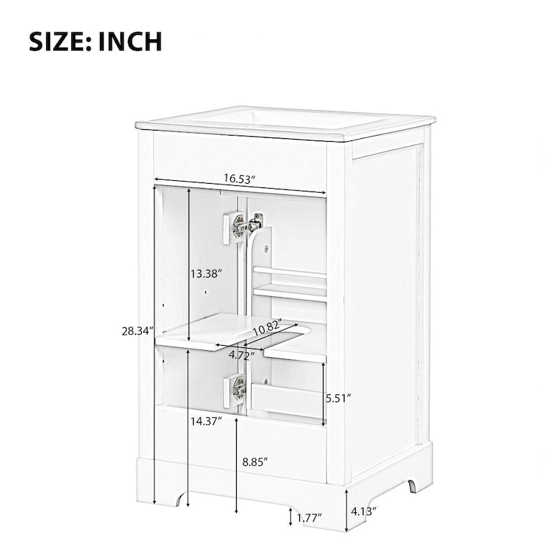 Meuble-lavabo autoportant de 20 po avec évier en céramique – Gris/Noir, MDF, 2 niveaux de rangement