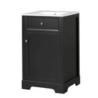 Meuble-lavabo autoportant de 20 po avec évier en céramique – Gris/Noir, MDF, 2 niveaux de rangement