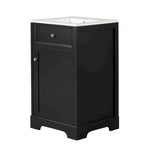 Meuble-lavabo autoportant de 20 po avec évier en céramique – Gris/Noir, MDF, 2 niveaux de rangement
