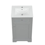 Meuble-lavabo autoportant de 20 po avec évier en céramique – Gris/Noir, MDF, 2 niveaux de rangement