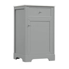 Meuble-lavabo autoportant de 20 po avec évier en céramique – Gris/Noir, MDF, 2 niveaux de rangement