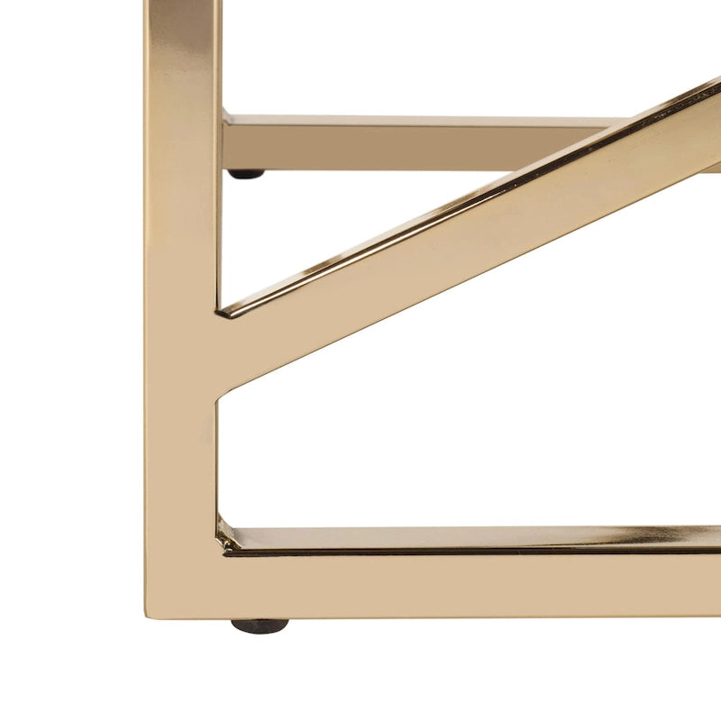 Banc rectangulaire capitonné en velours avec piètement géométrique doré – Noir, 2 places