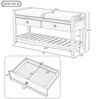 Banc à chaussures avec siège rembourré et tiroirs – Blanc / Espresso / Gris, Bois de pin