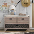 Banc de Rangement d'Entrée avec Coussin, 2 Tiroirs & Panier Amovible – Blanc Vieilli / Blanc / Marine / Espresso, 1 Place