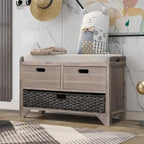 Banc de Rangement d'Entrée avec Coussin, 2 Tiroirs & Panier Amovible – Blanc Vieilli / Blanc / Marine / Espresso, 1 Place