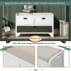 Banc de Rangement d'Entrée avec Coussin, 2 Tiroirs & Panier Amovible – Blanc Vieilli / Blanc / Marine / Espresso, 1 Place