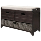 Banc de Rangement d'Entrée avec Coussin, 2 Tiroirs & Panier Amovible – Blanc Vieilli / Blanc / Marine / Espresso, 1 Place