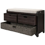 Banc de Rangement d'Entrée avec Coussin, 2 Tiroirs & Panier Amovible – Blanc Vieilli / Blanc / Marine / Espresso, 1 Place
