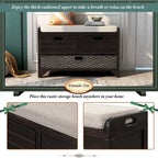 Banc de Rangement d'Entrée avec Coussin, 2 Tiroirs & Panier Amovible – Blanc Vieilli / Blanc / Marine / Espresso, 1 Place
