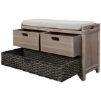 Banc de Rangement d'Entrée avec Coussin, 2 Tiroirs & Panier Amovible – Blanc Vieilli / Blanc / Marine / Espresso, 1 Place