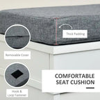 Banc à chaussures rabattable avec coussin d'assise – Blanc, 2 tiroirs, capacité 8 paires, assise 1 personne