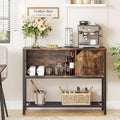 Buffet avec étagère ouverte et rangement fermé – Marron rustique/gris, cadre en métal, passe-câbles