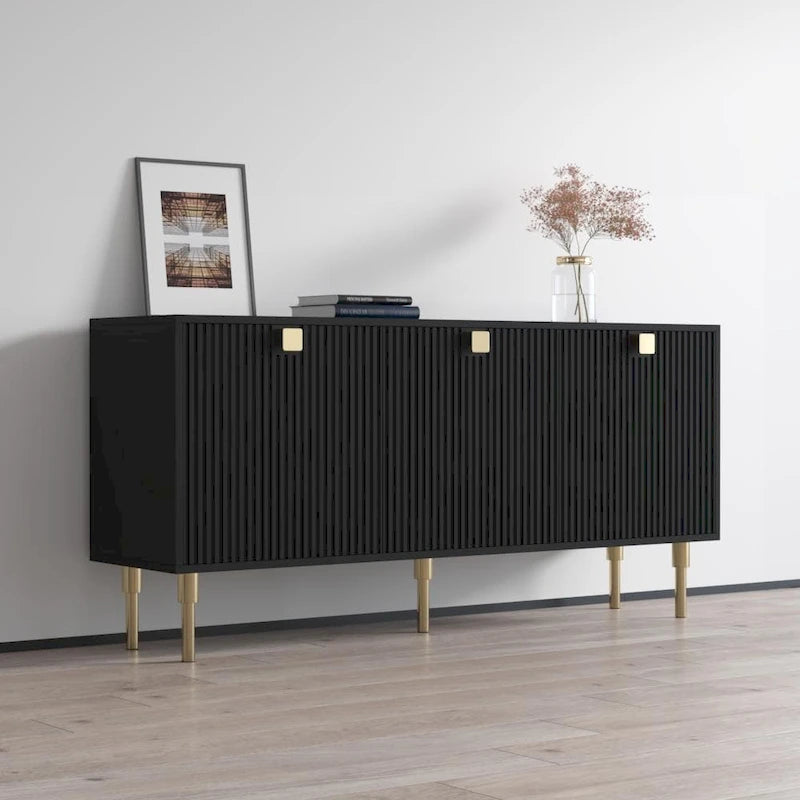Buffet moderne mat – Magnolia / Noir, Style contemporain