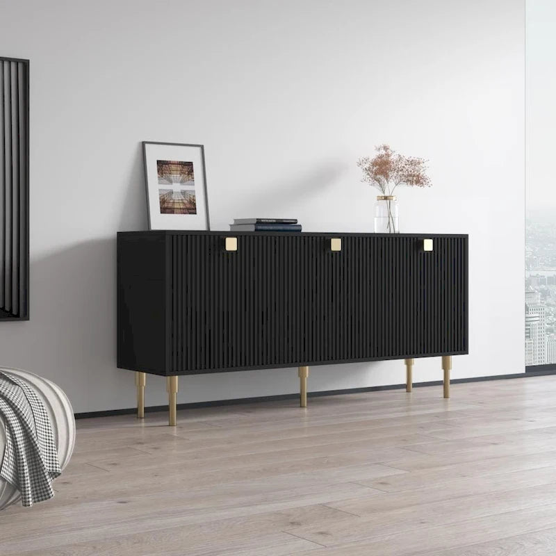 Buffet moderne mat – Magnolia / Noir, Style contemporain