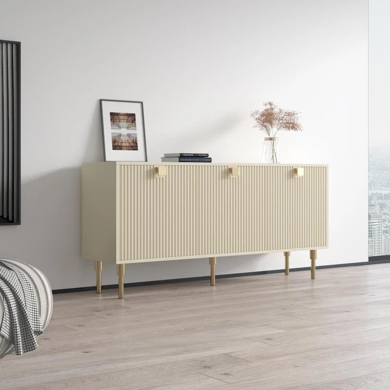 Buffet moderne mat – Magnolia / Noir, Style contemporain