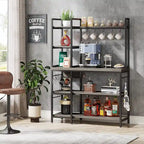 Banc d'entrée avec porte-manteau et étagères à chaussures – Noir / Marron / Gris, style industriel, 1 personne