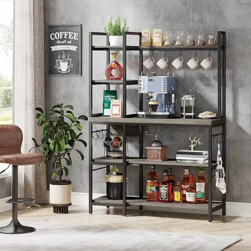 Banc d'entrée avec porte-manteau et étagères à chaussures – Noir / Marron / Gris, style industriel, 1 personne
