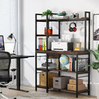 Banc d'entrée avec porte-manteau et étagères à chaussures – Noir / Marron / Gris, style industriel, 1 personne