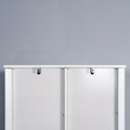 Meuble de rangement WC avec porte coulissante – Blanc, panneau arrière à lattes, étagères réglables